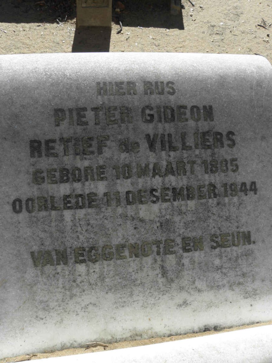 VILLIERS Pieter Gideon Retief, de 1885-1944