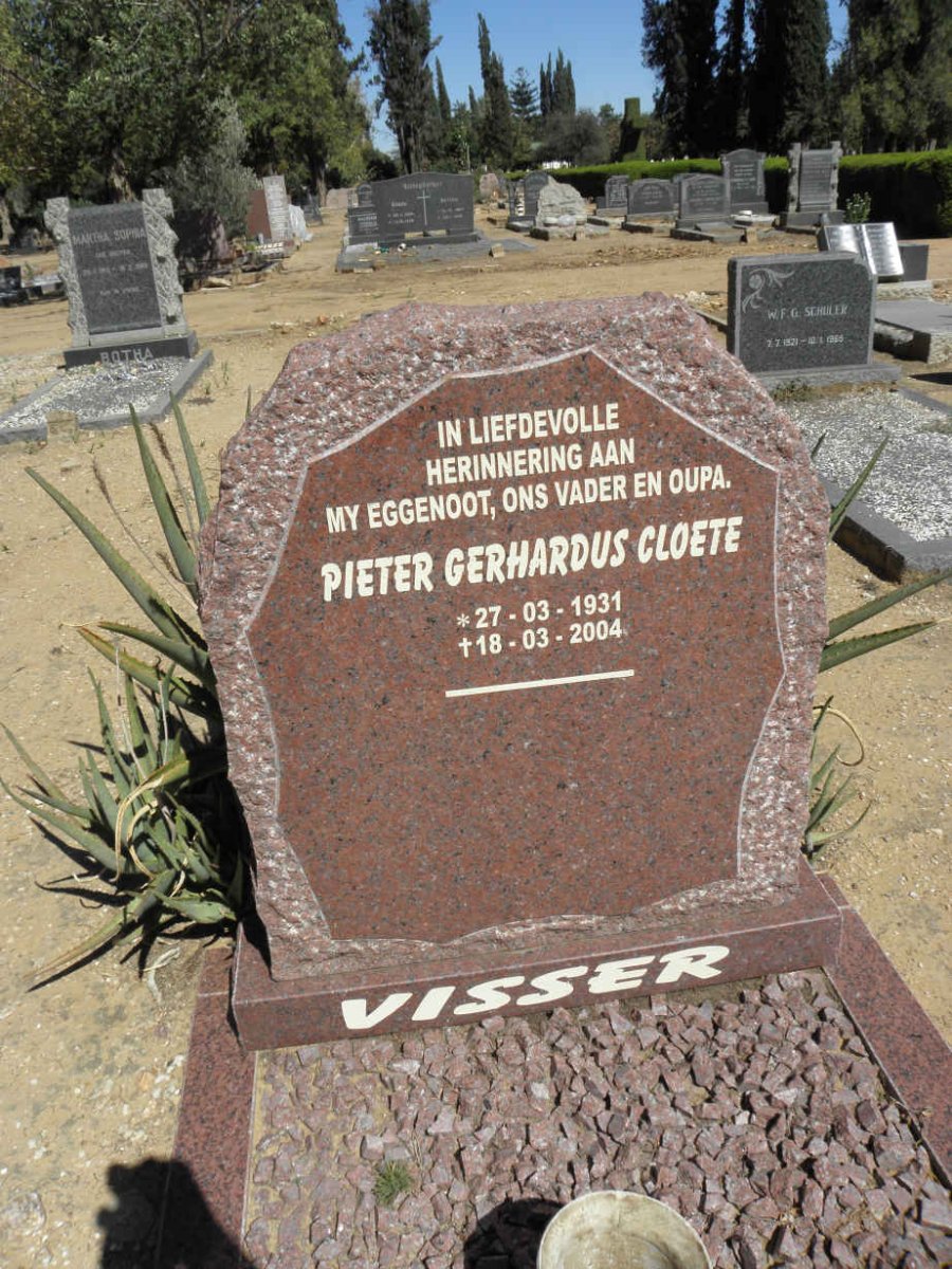 VISSER Pieter Gerhardus Cloete 1931-2004