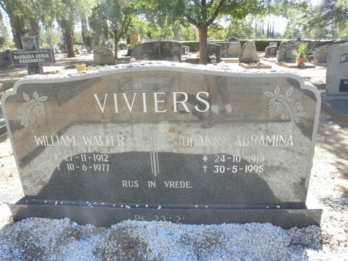 VIVIERS William Walter 1912-1977 &amp; Johanna Abramina 1913-1995