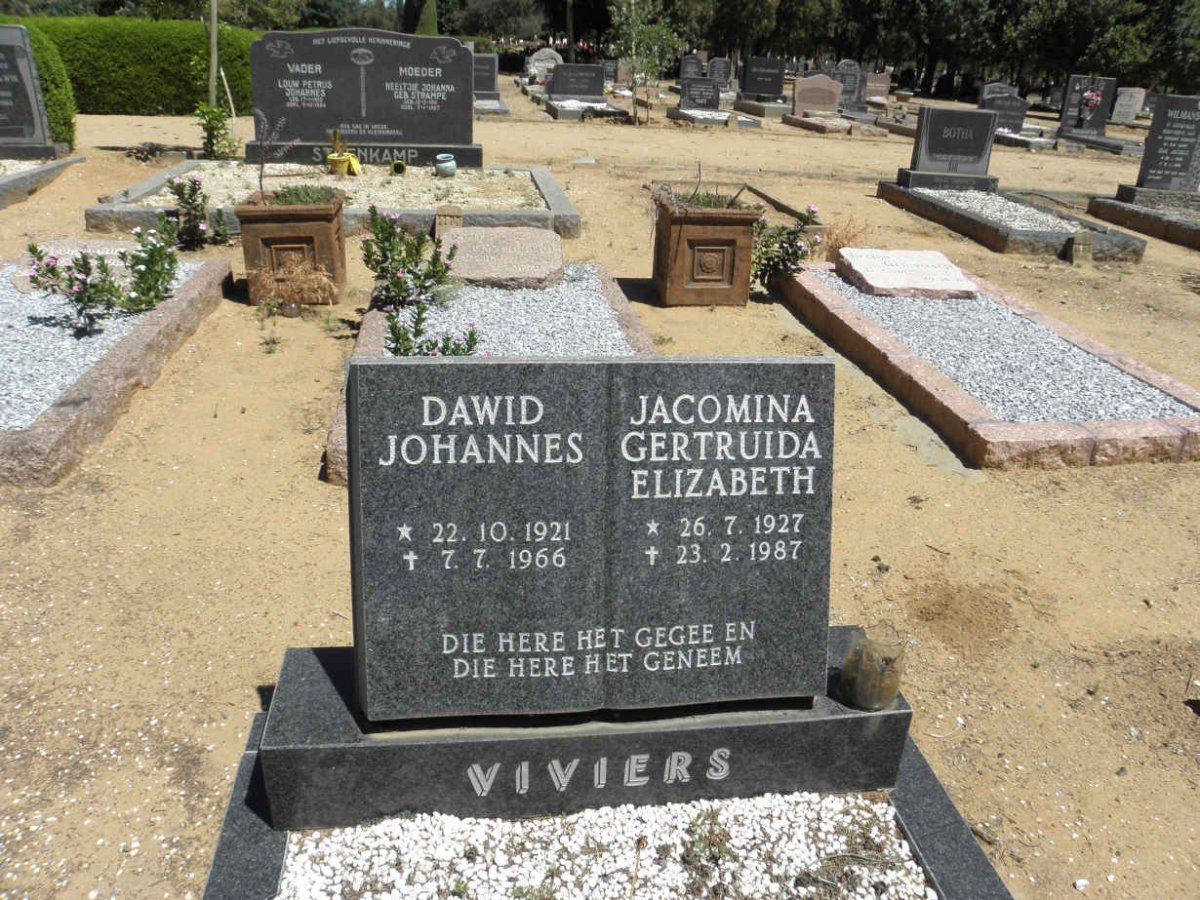 VIVIERS Dawid Johannes 1921-1966 Jacomina Gertruida Elizabeth 1927-1987