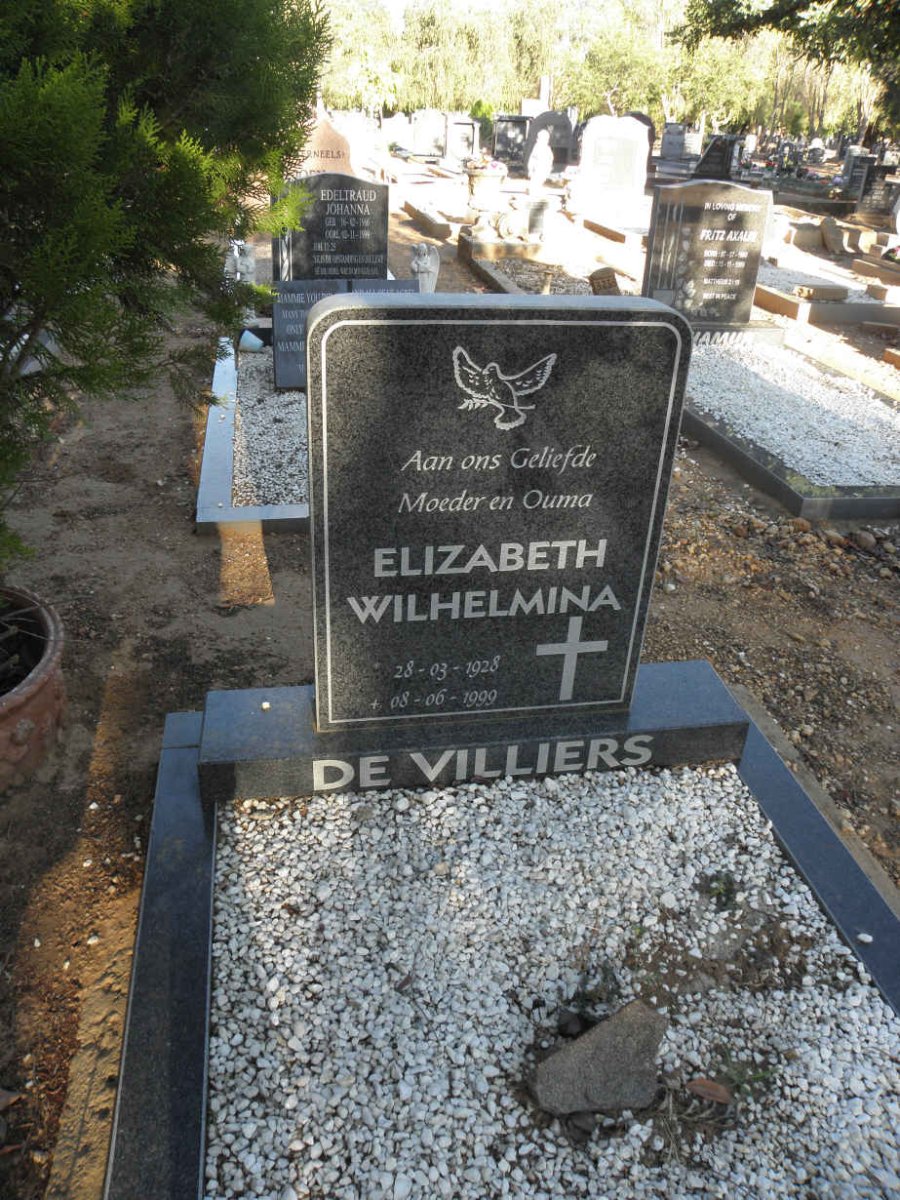 VILLIERS Elizabeth Wilhelmina, de 1928-1999