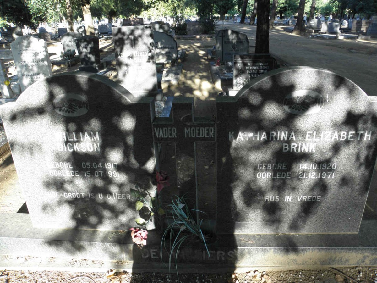 VILLIERS William Dickson, de 1917-1991 &amp; Katharina Elizabeth BRINK 1920-1971