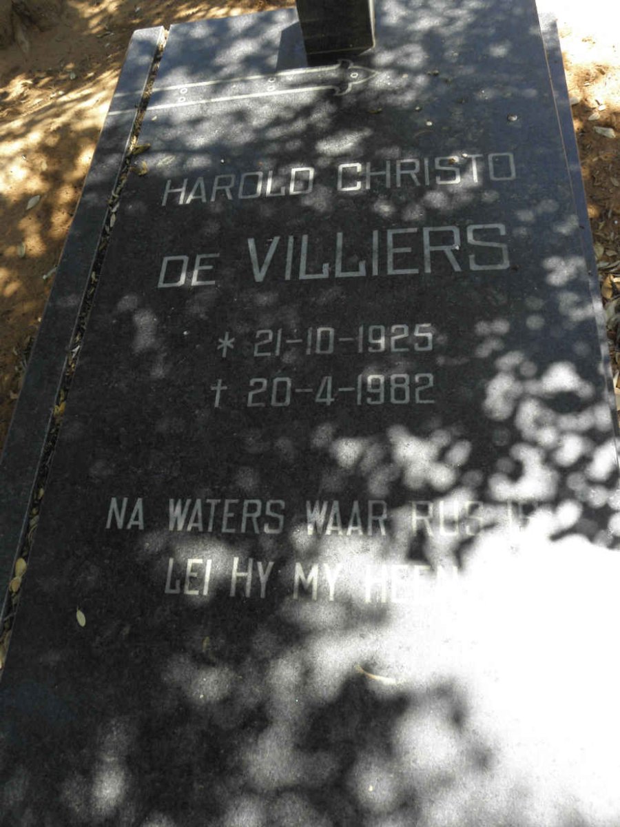VILLIERS Harold Christo, de 1925-1982