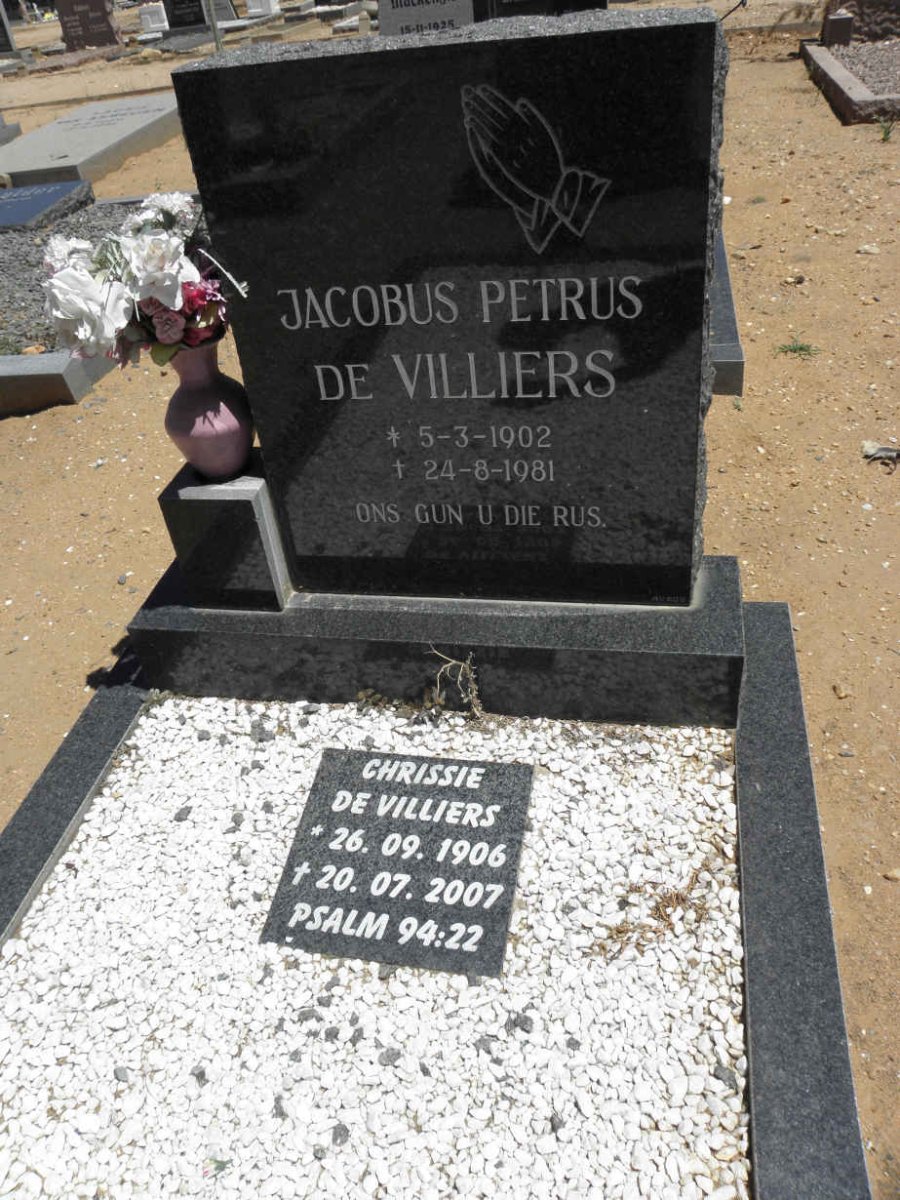 VILLIERS Jacobus Petrus, de 1902-1981 &amp; Chrissie 1906-2007