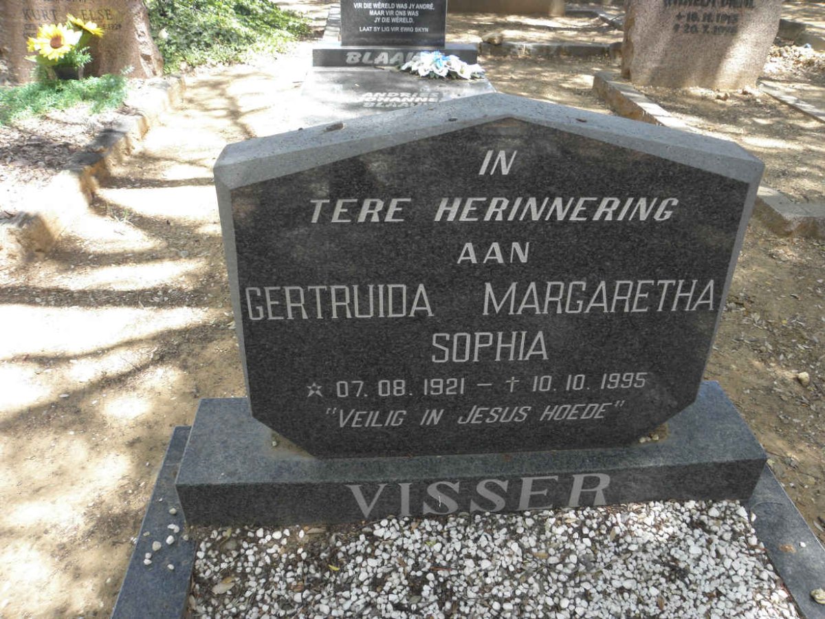 VISSER Gertruida Margaretha Sophia 1921-1995