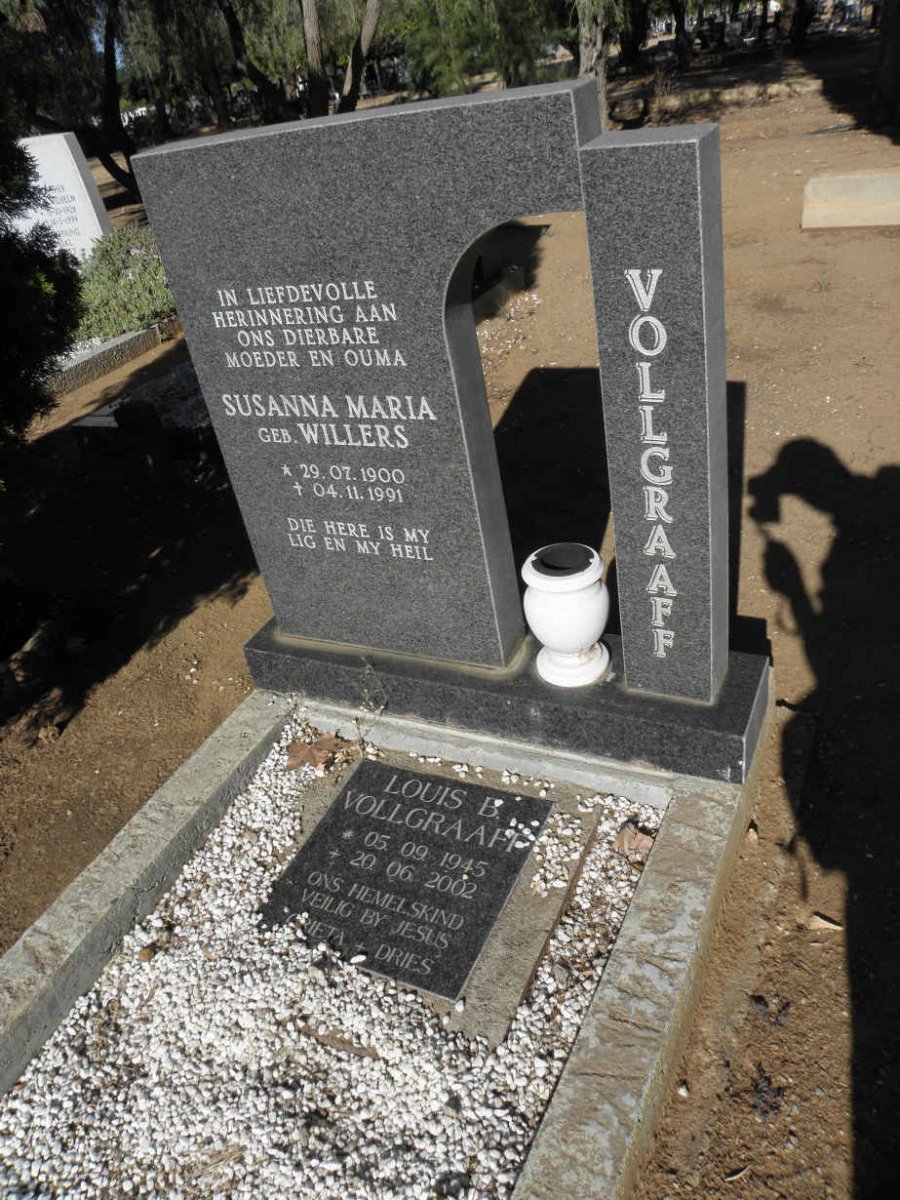 VOLLGRAAFF Susanna Maria nee WILLERS 1900-1991 :: VOLLGRAAFF Louis B. 1945-2002
