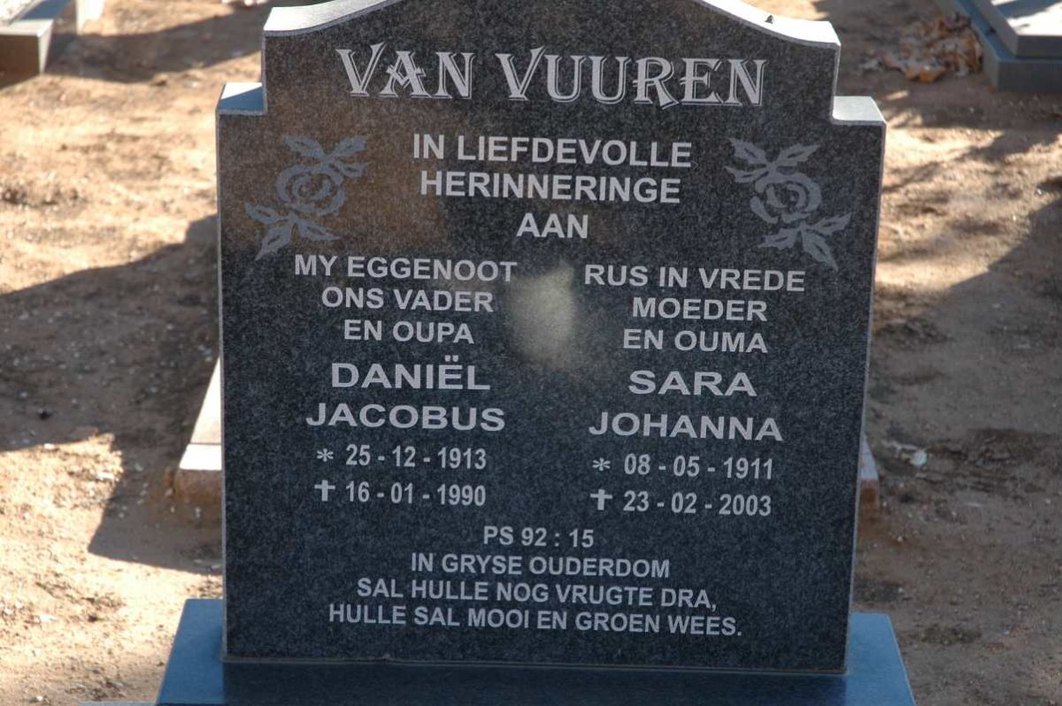 VUUREN Daniël Jacobus, van 1913-1990 &amp; Sara Johanna 1911-2003