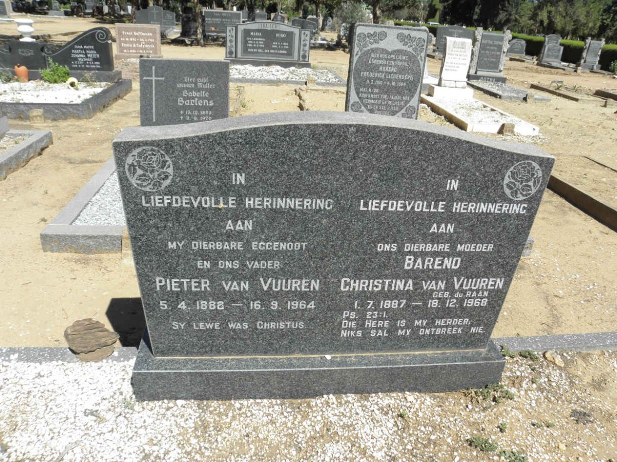 VUUREN Pieter, van 1888-1964 &amp; Barend Christina DU RAAN 1887-1968