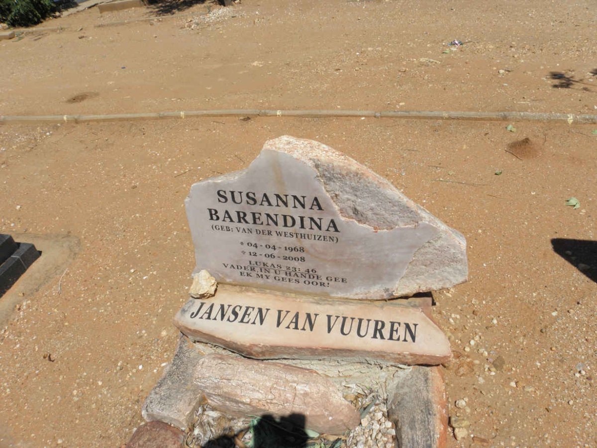 VUUREN Susanna Barendina, Jansen van nee VAN DER Westhuizen 1968-2008