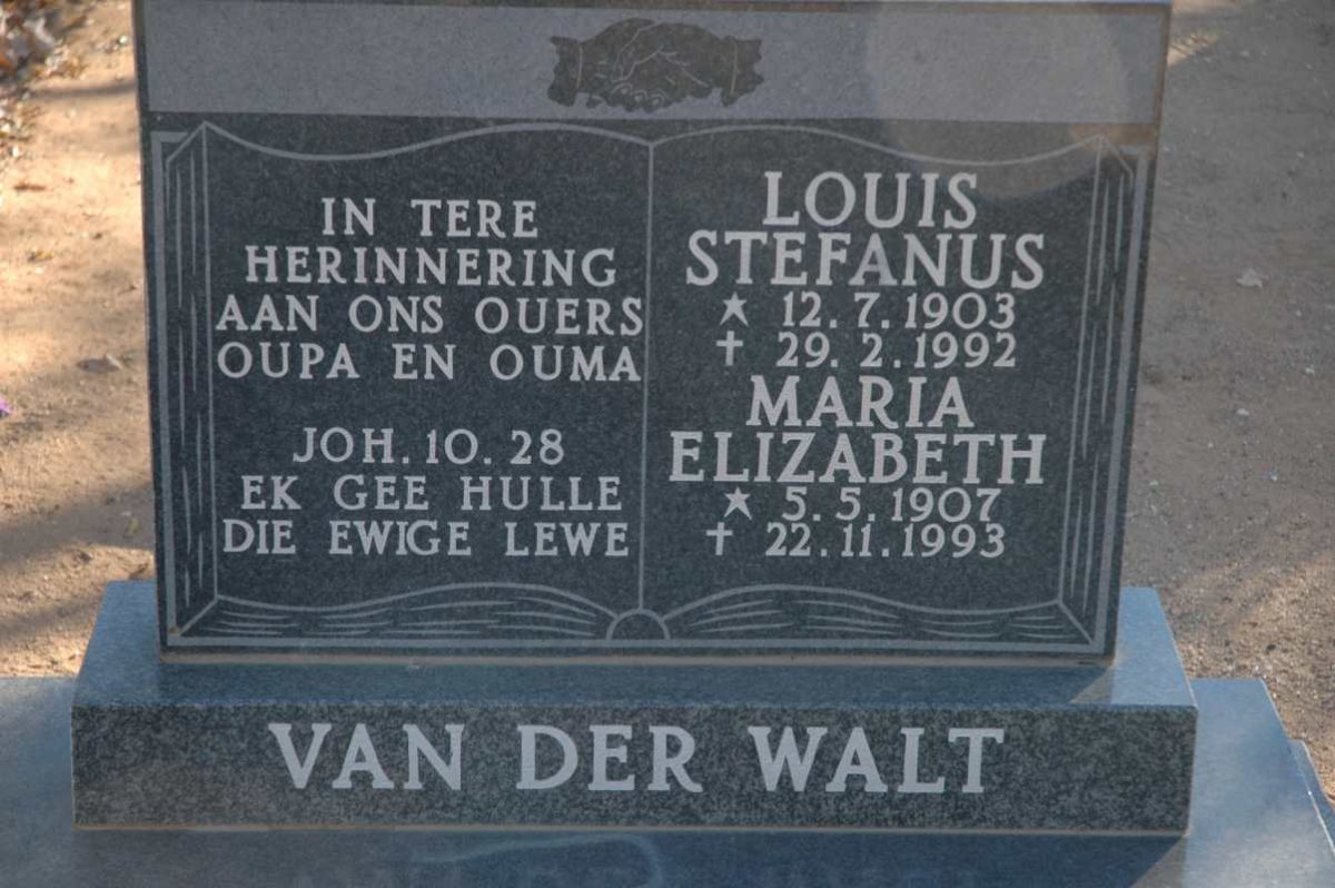 WALT Louis Stefanus, van der 1903-1992 &amp; Maria Elizabeth 1907-1993