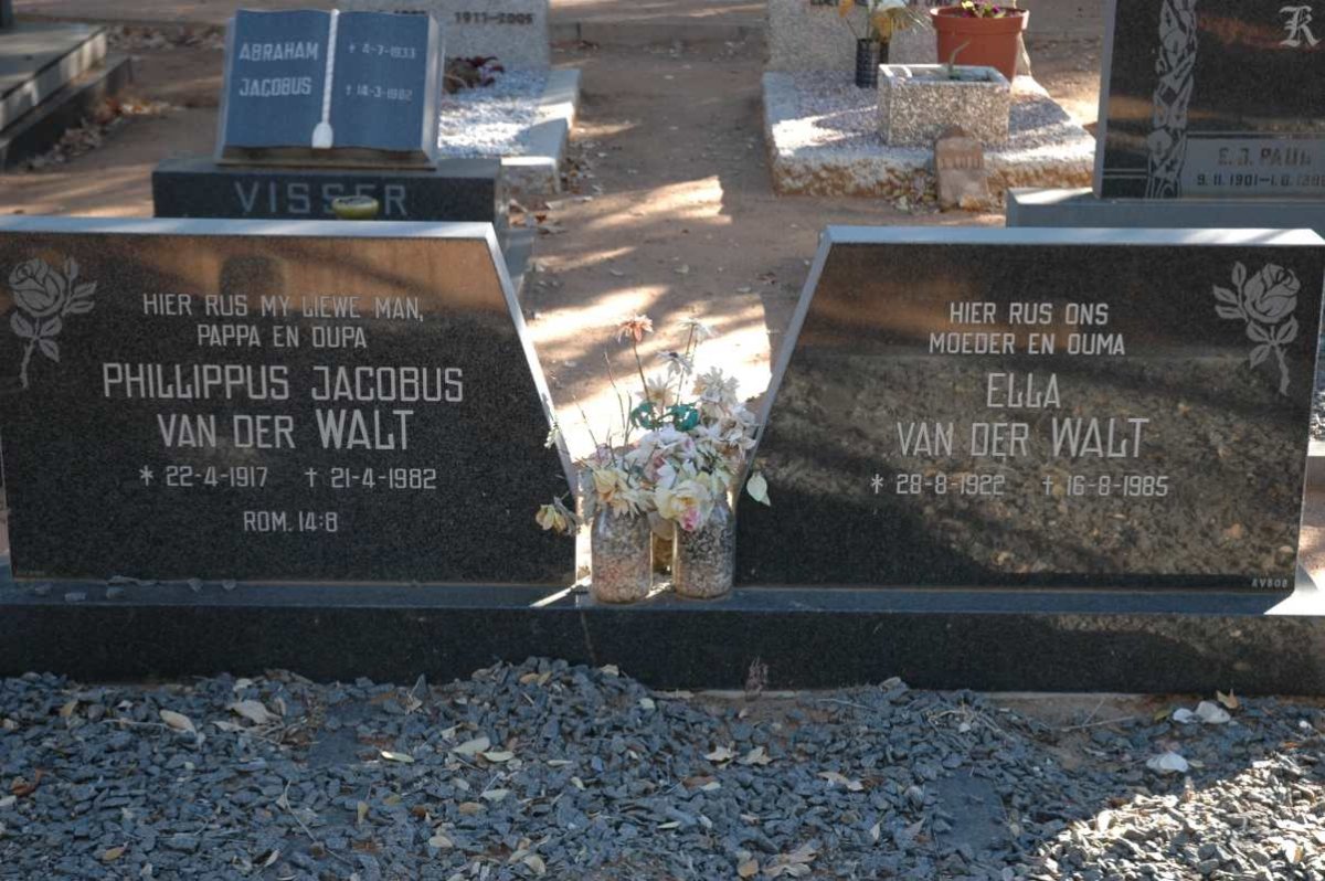 WALT Phillippus Jacobus, van der 1917-1982 &amp; Ella 1922-1985