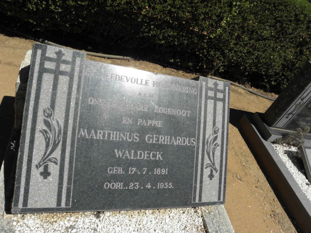 WALDECK Marthinus Gerhardus 1891-1955