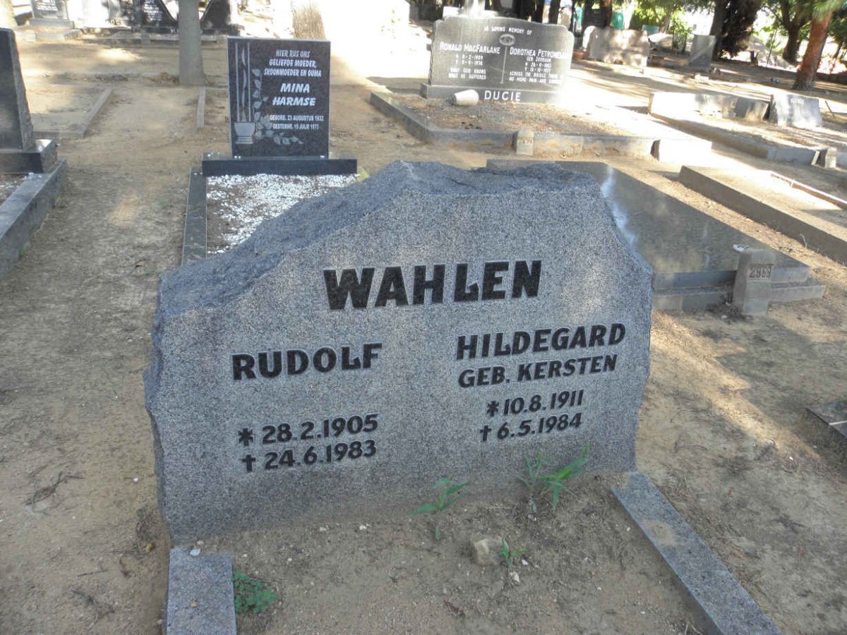 WAHLEN Rudolf 1905-1983 &amp; Hildegard KERSTEN 1911-1984
