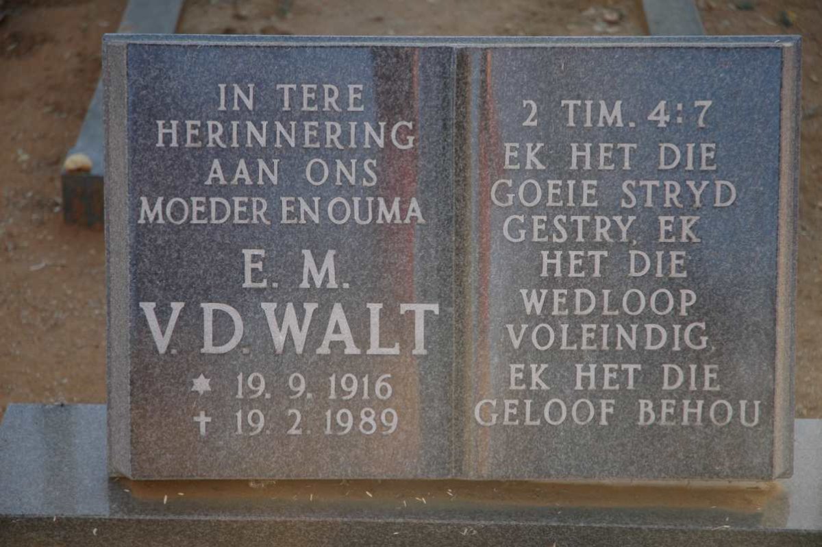 WALT E.M., van der 1916-1989