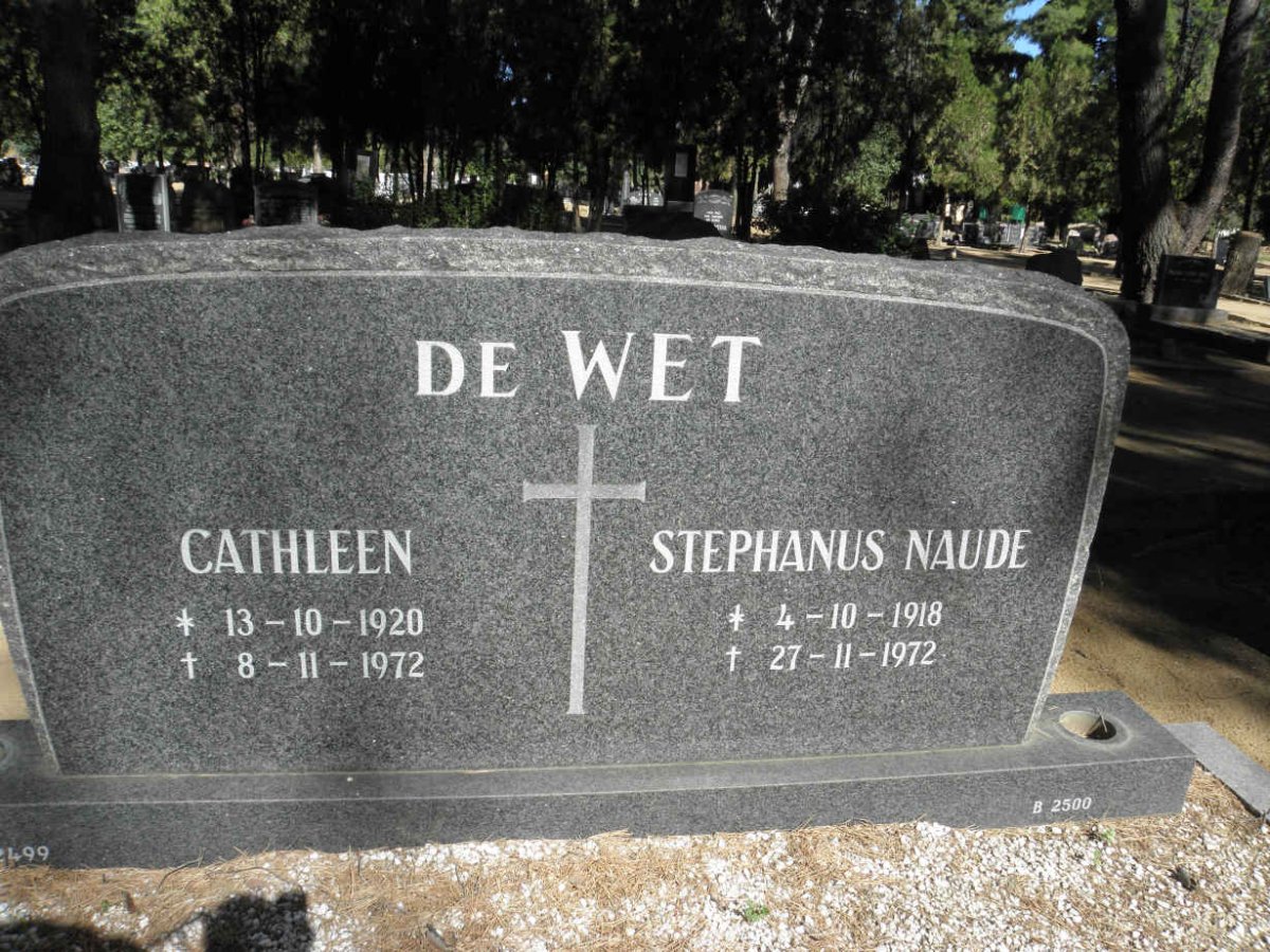 WET Stephanus Naude, de 1918-1972 &amp; Cathleen 1920-1972