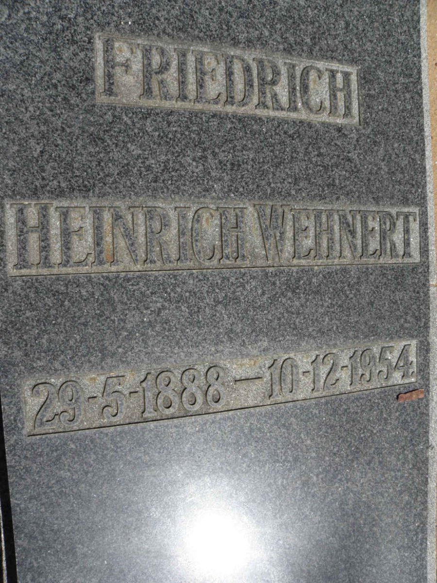 WEHNERT Friedrich Heinrich 1888-1954