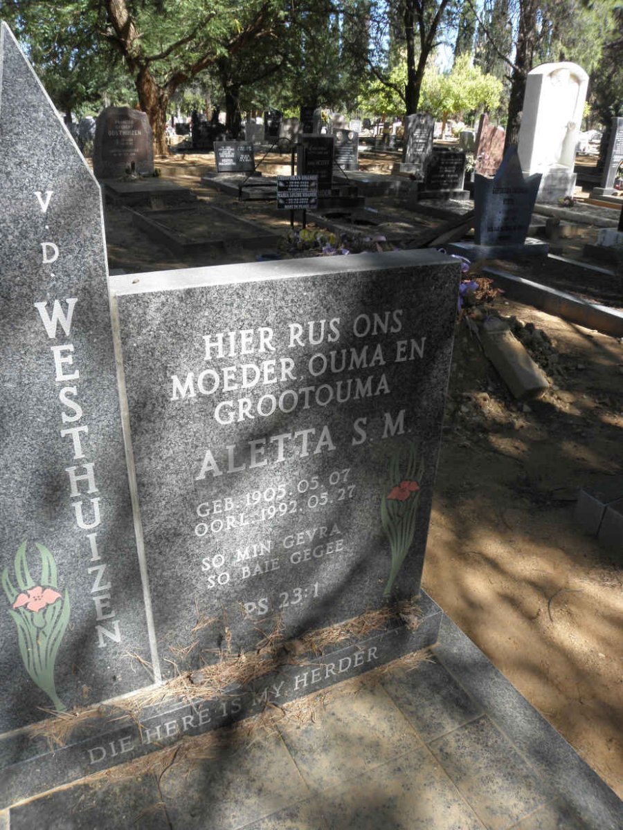 WESTHUIZEN Aletta S.M., v.d. 1905-1992