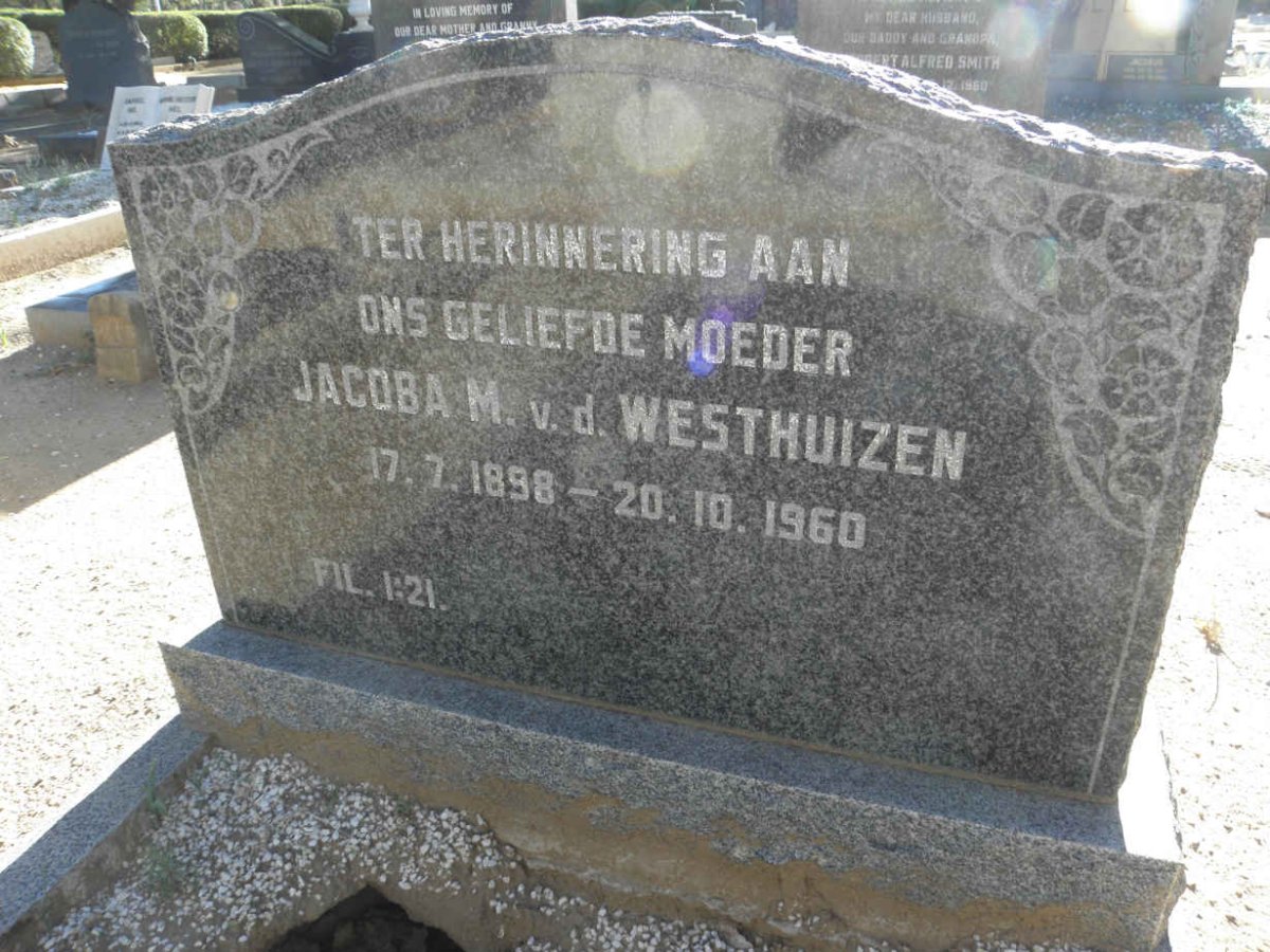 WESTHUIZEN Jacoba M., v.d. 1898-1960
