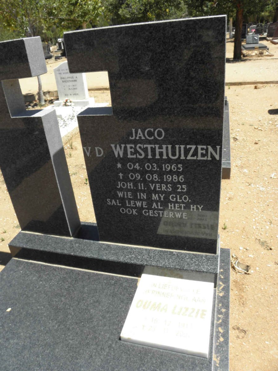 WESTHUIZEN Jaco, v.d. 1965-1986 :: WESTHUIZEN Lizzie, v.d. 191?-200?