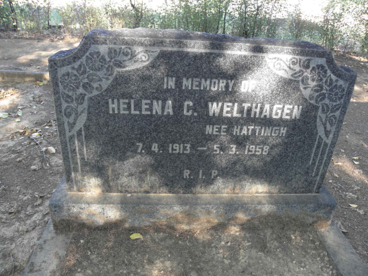 WELTHAGEN Helena C. nee HATTINGH 1913-1958