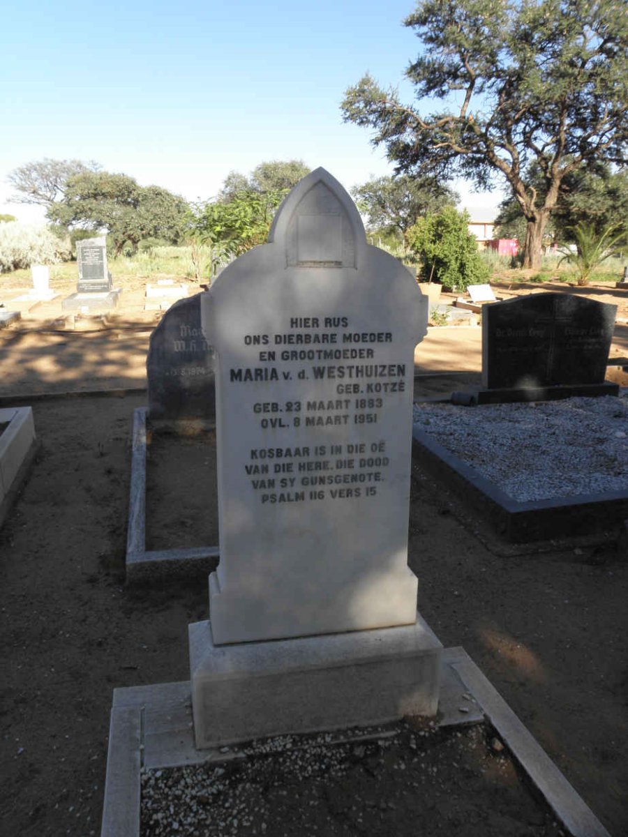 WESTHUIZEN Maria, v.d. nee KOTZE 1883-1951