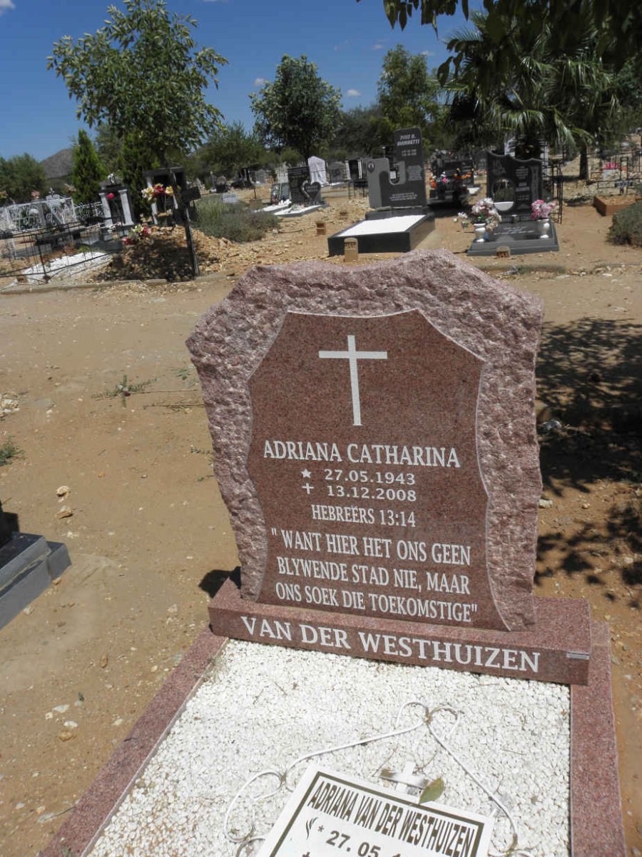 WESTHUIZEN Adriana Catharina, van der 1943-2008
