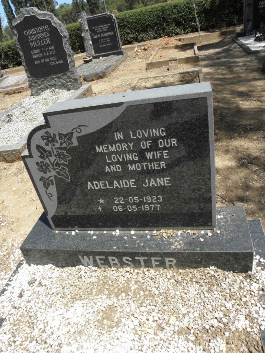 WEBSTER Adelaide Jane 1923-1977