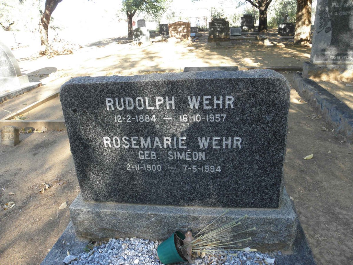 WEHR Rudolph 1884-1957 &amp; Rosemarie SIMEON 1900-1994