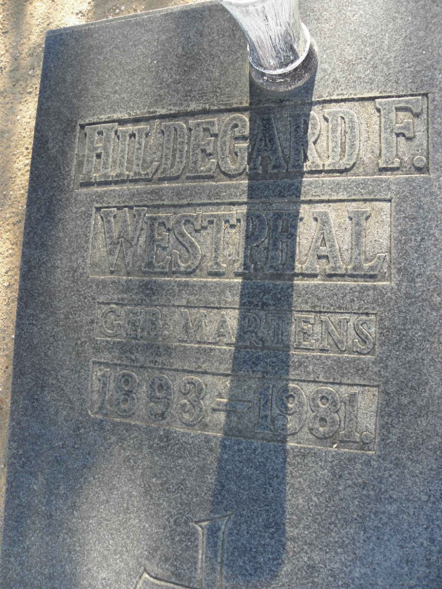WESTPHAL Hildegard F. nee MARTENS 1893-1981