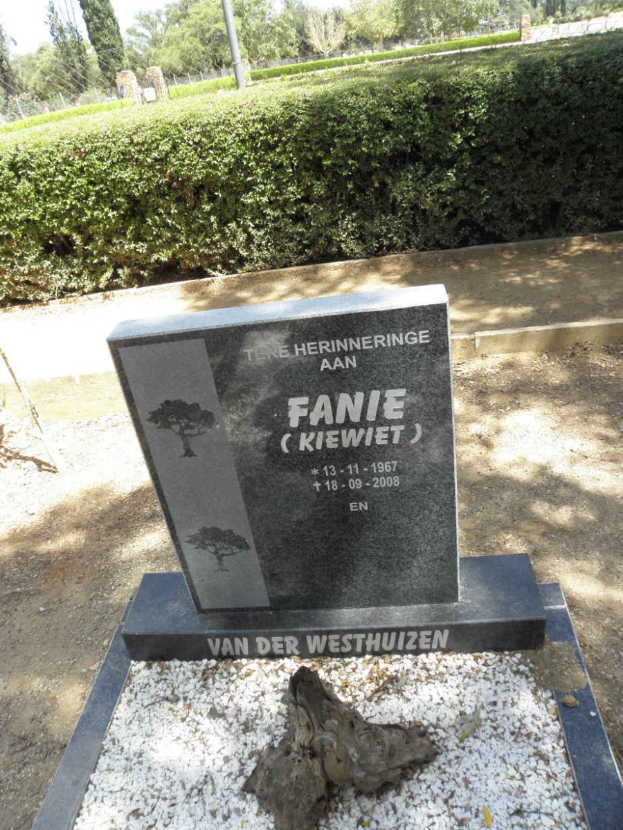 WESTHUIZEN Fanie, van der 1967-2008