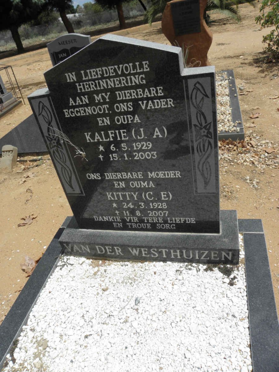 WESTHUIZEN J.A., van der 1929-2003 &amp; C.E. 1928-2007
