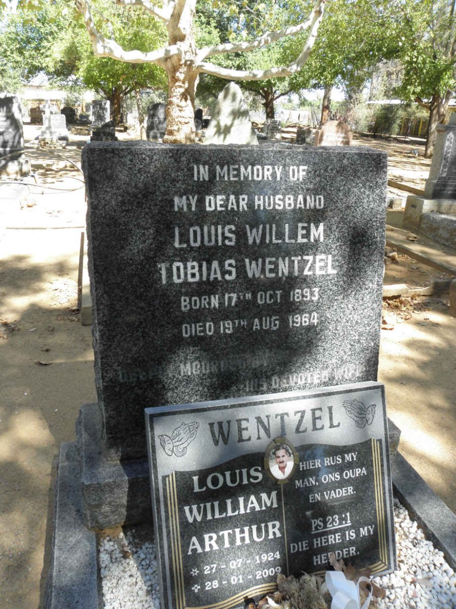 WENTZEL Louis Willem Tobias 1893-1964 : : WENTZEL Louis William Arthur 1924-2009