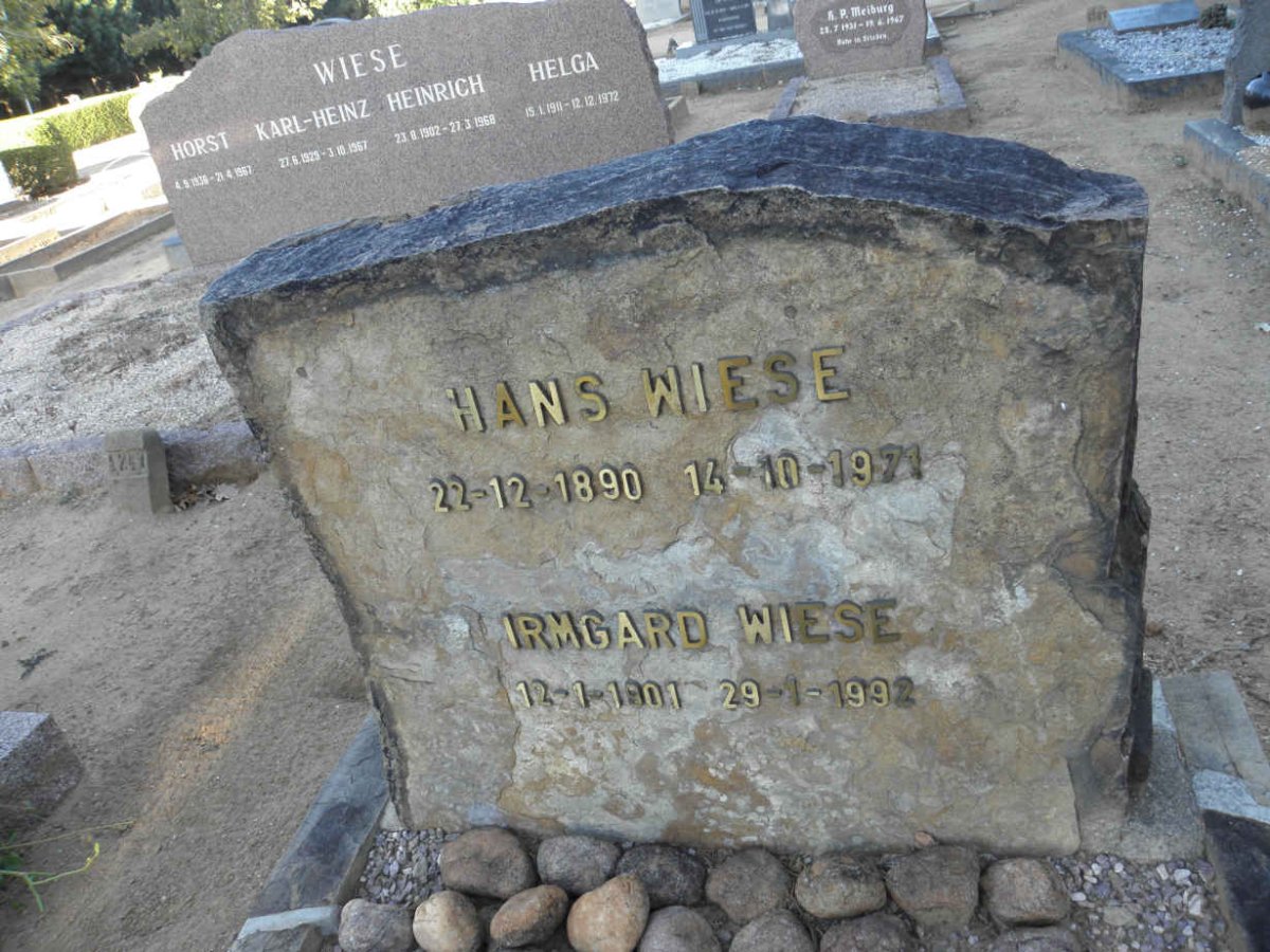 WIESE Hans 1890-1971 &amp; Irmgard 1901-1992