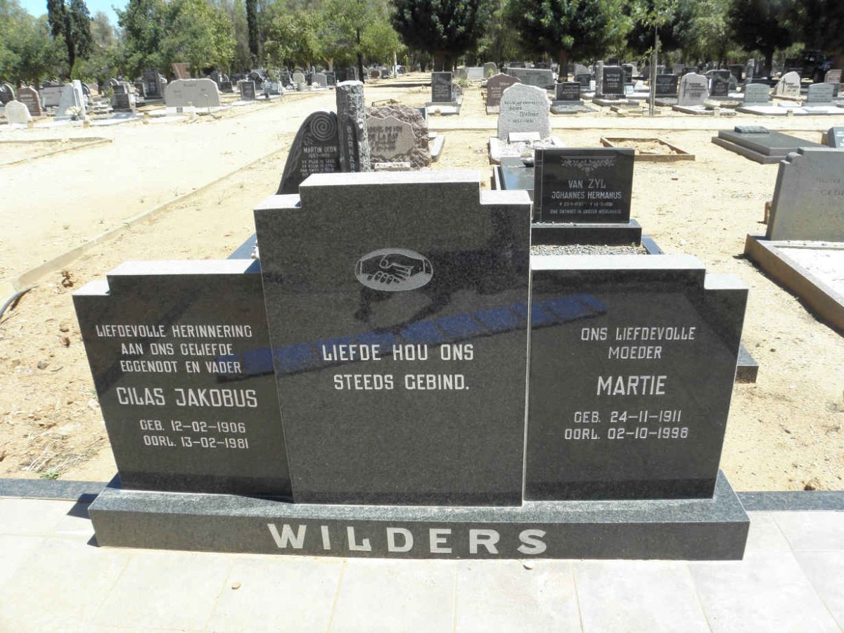 WILDERS Cilas Jakobus 1906-1981 &amp; Martie 1911-1998