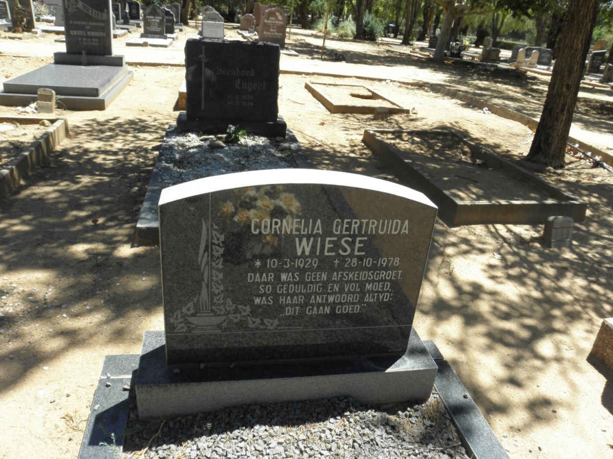 WIESE Cornelia Gertruida 1929-1978
