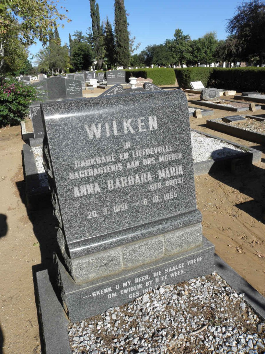 WILKEN Anna Barbara Maria nee BRITS 1891-1965