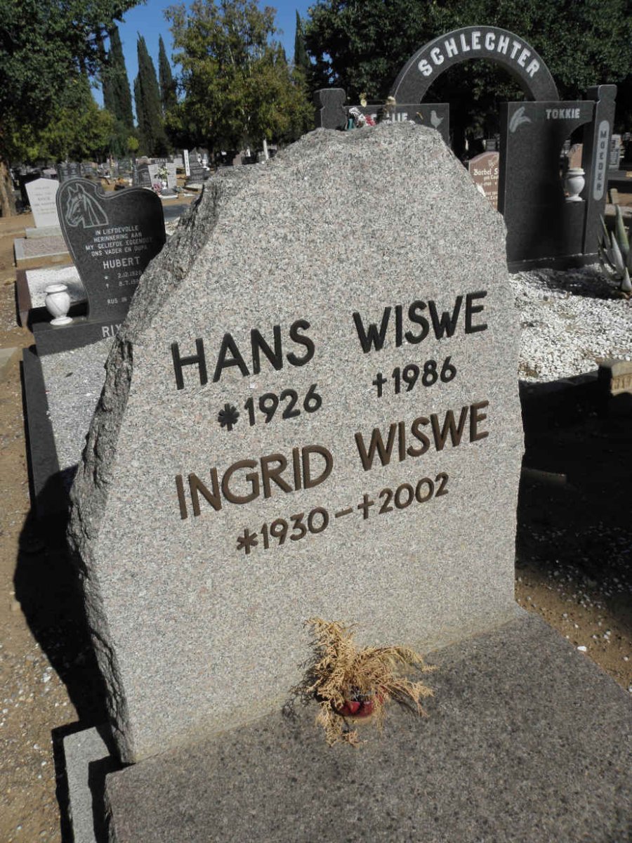 WISWE Hans 1926-1986 &amp; Ingrid 1930-2002