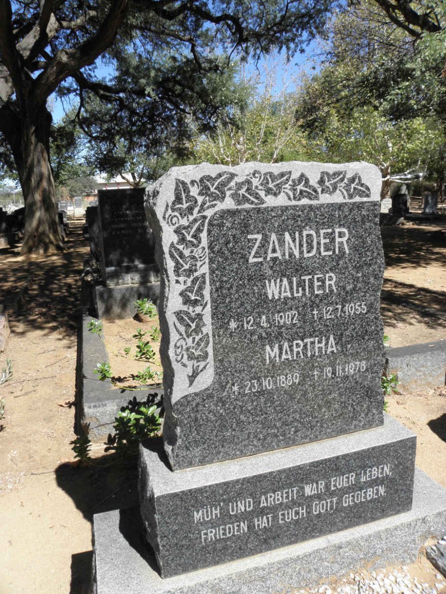 ZANDER Walter 1902-1955 :: ZANDER Martha 1889-1978