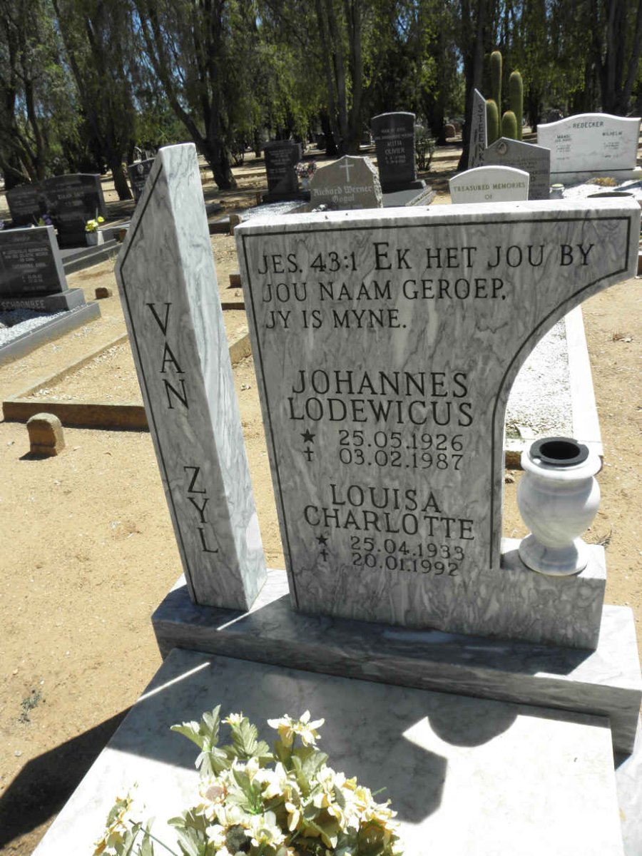 ZYL Johannes Lodewicus, van 1926-1987 &amp; Louisa Charlotte 1933-1992