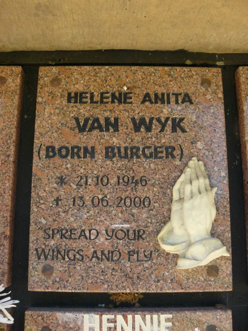 WYK Helena Anita, van nee BURGER 1946-2000