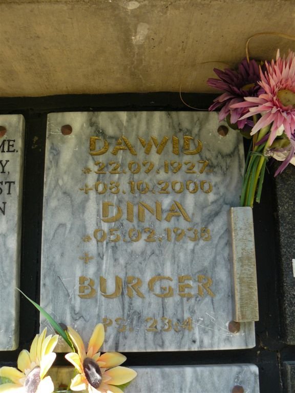 BURGER Dawid Frederick 1927-2000 &amp; Dina 1930-