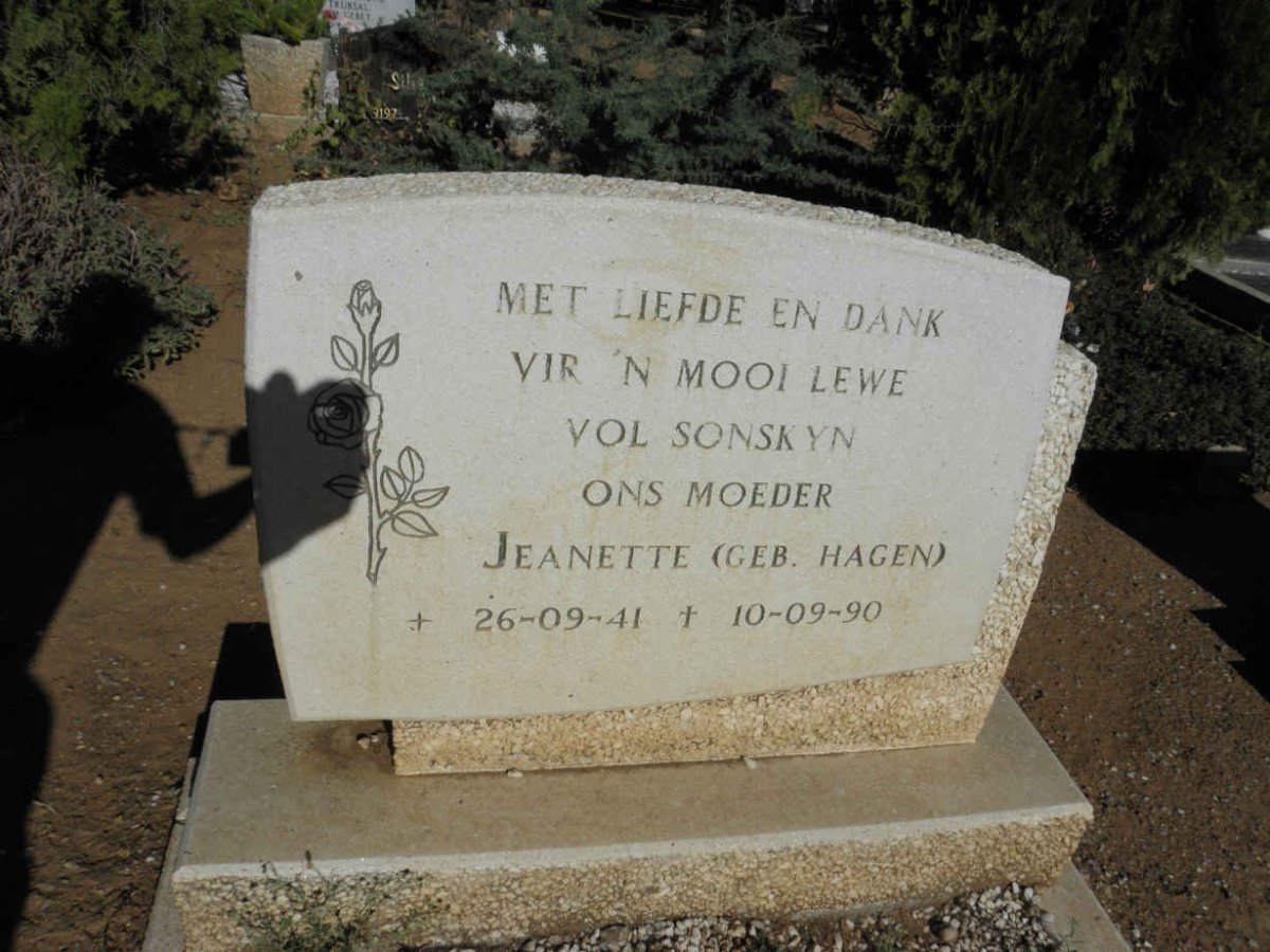 ? Jeanette nee HAGEN 1941-1990