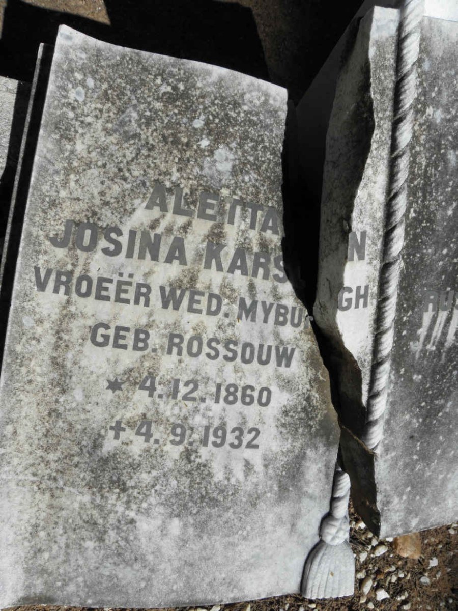 ? KARS?N Aletta Josina voorheen MYBURGH nee ROSSOUW 1860-1932