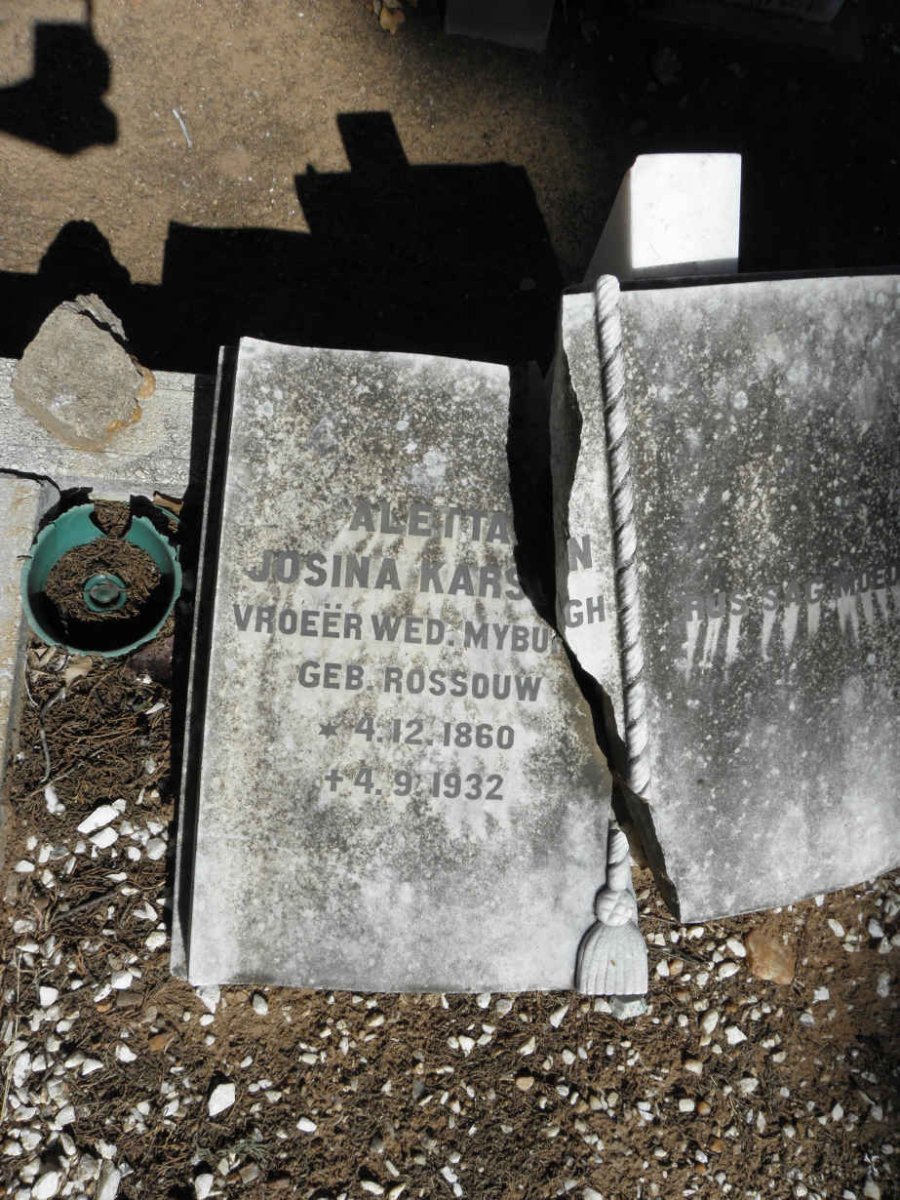 ? KARS?N Aletta Josina voorheen MYBURGH nee ROSSOUW 1860-1932
