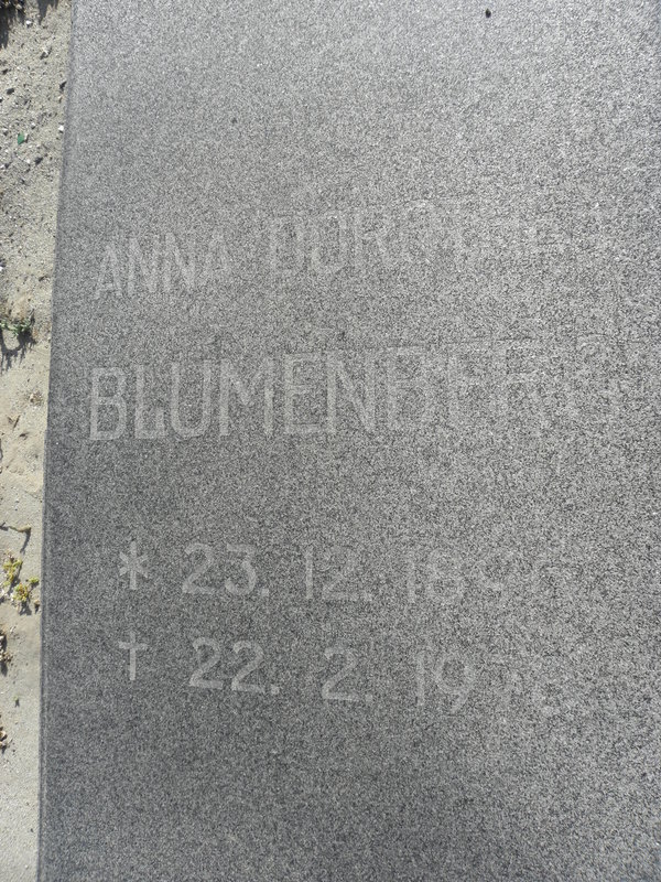 BLUMENBERG Anna Dorothea 1898-1910