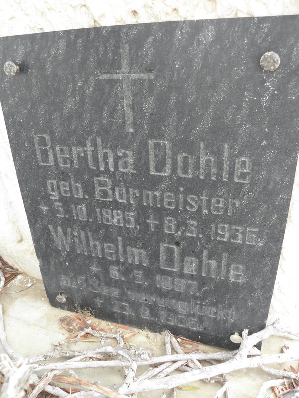 DOHLE Wilhelm 1897-1936 &amp; Bertha BURMEISTER 1885-1936