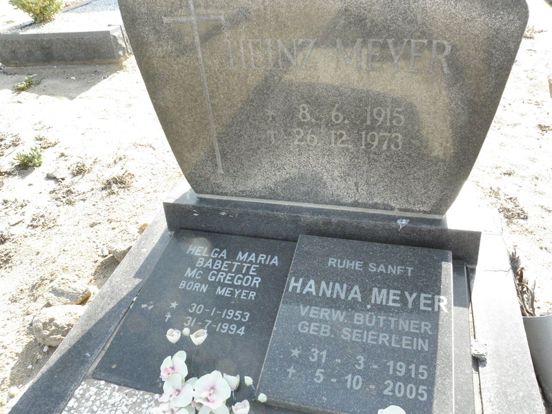 MEYER Heinz 1915-1973 &amp; Hanna verw. BUTTNER nee SEIERLEIN 1915-2005 :: Mc GREGOR Helga Maria Babette nee MEYER 1953-1994