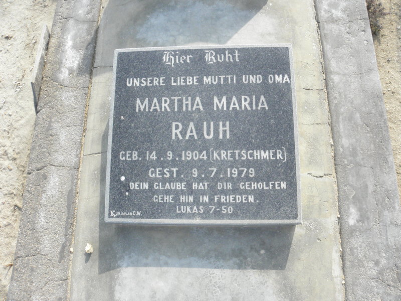RAUH Martha Maria nee KRETSCHMER 1904-1979