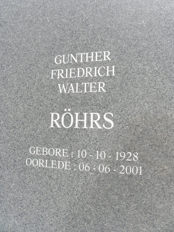 ROHRS Gunther Friedrich Walter 1928-2001