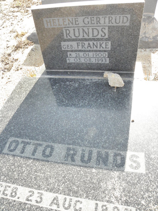RUNDS Helene Gertrud nee FRANKE 1900-1993